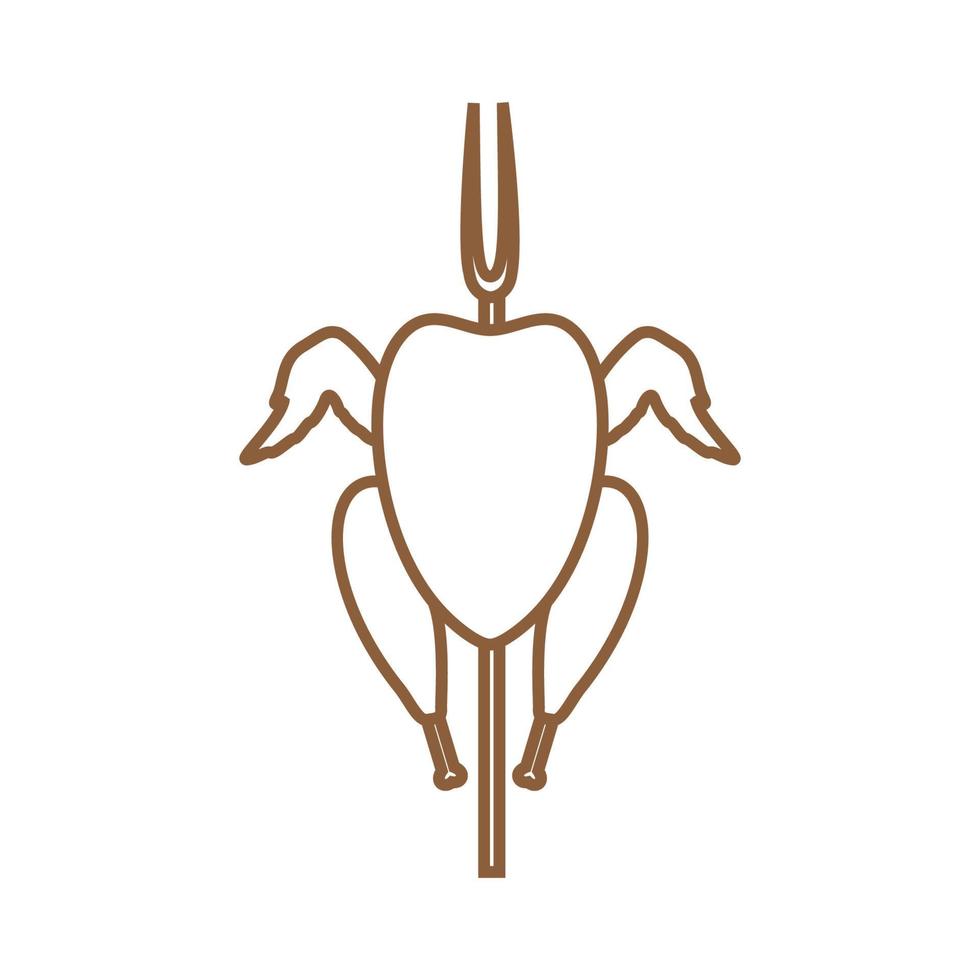 grilled chicken lines logo design vector icon symbol illustration