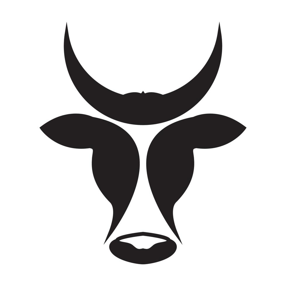 Ilustración de diseño de icono de símbolo de vector de logotipo de vacas lecheras de cabeza única