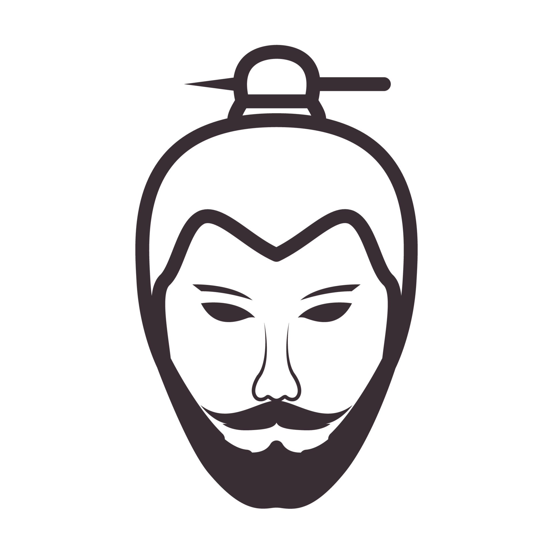 lines man head beard japan culture logo symbol vector icon illustration
