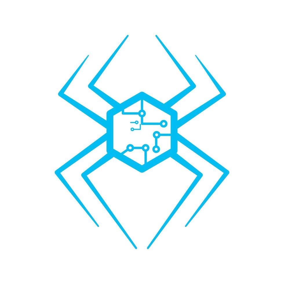 diseño de ilustración de vector de icono de logotipo de contorno de arte de línea de tecnología de araña