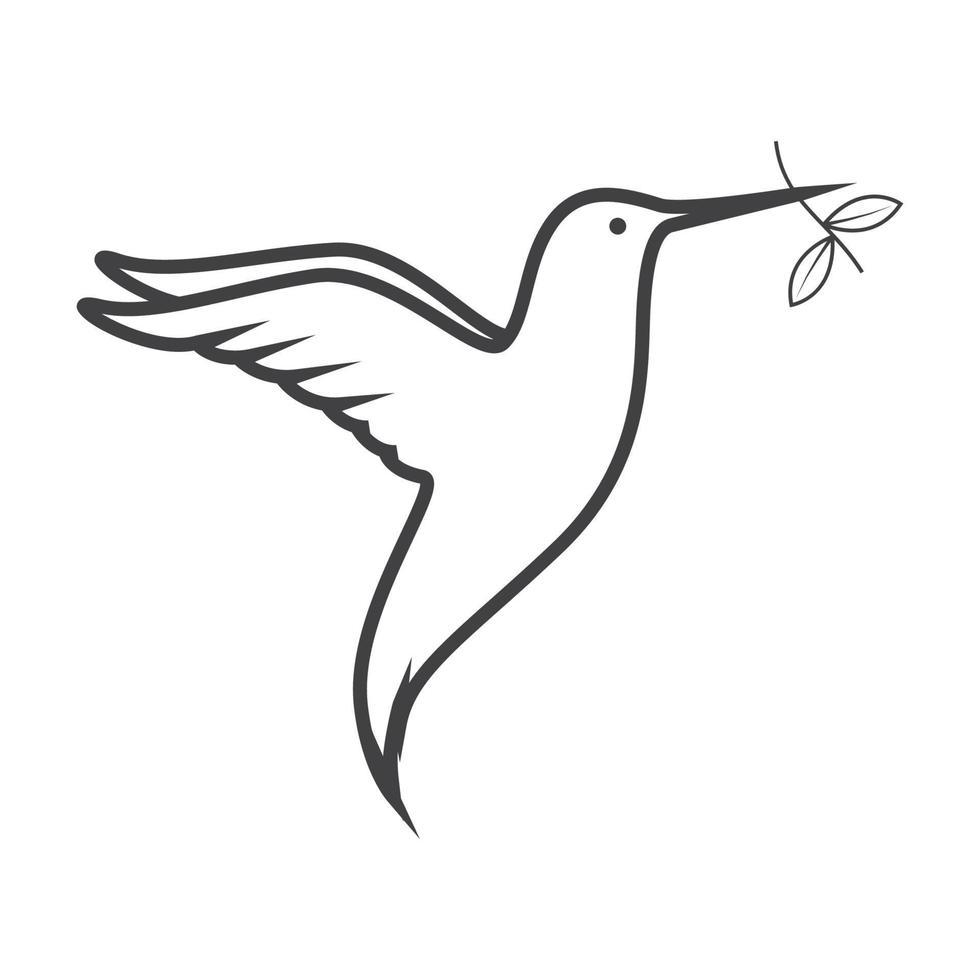 líneas de lujo pájaro colibrí logo símbolo vector icono ilustración diseño gráfico