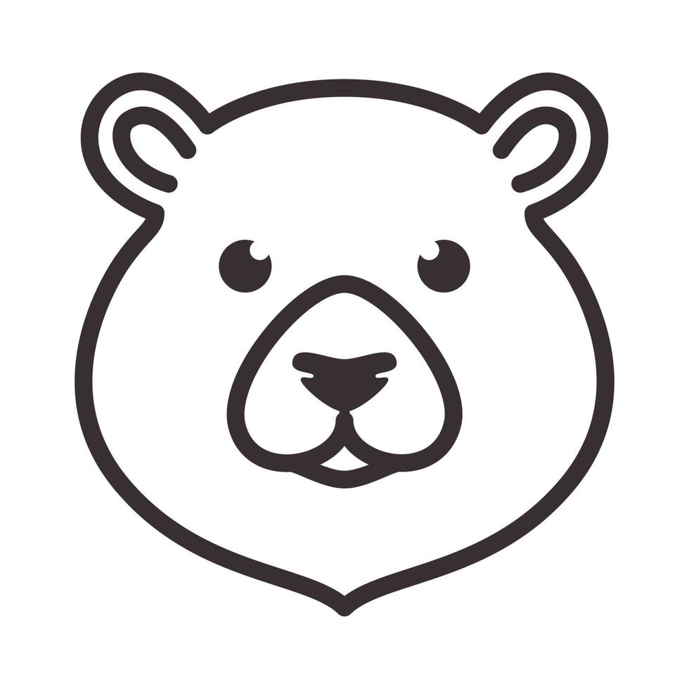 lines cute head bear hipster logo vector icon illustration design