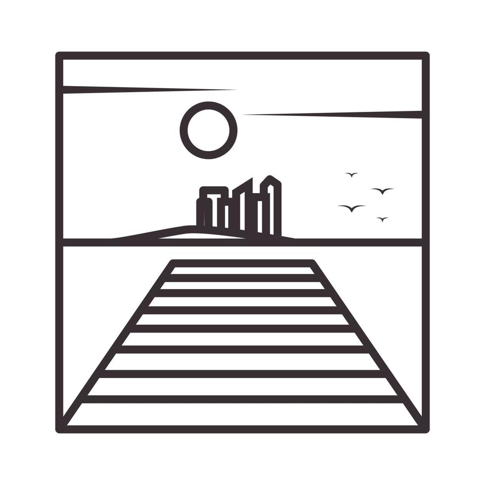 lines pier or dock with city logo vector symbol icon design graphic illustration