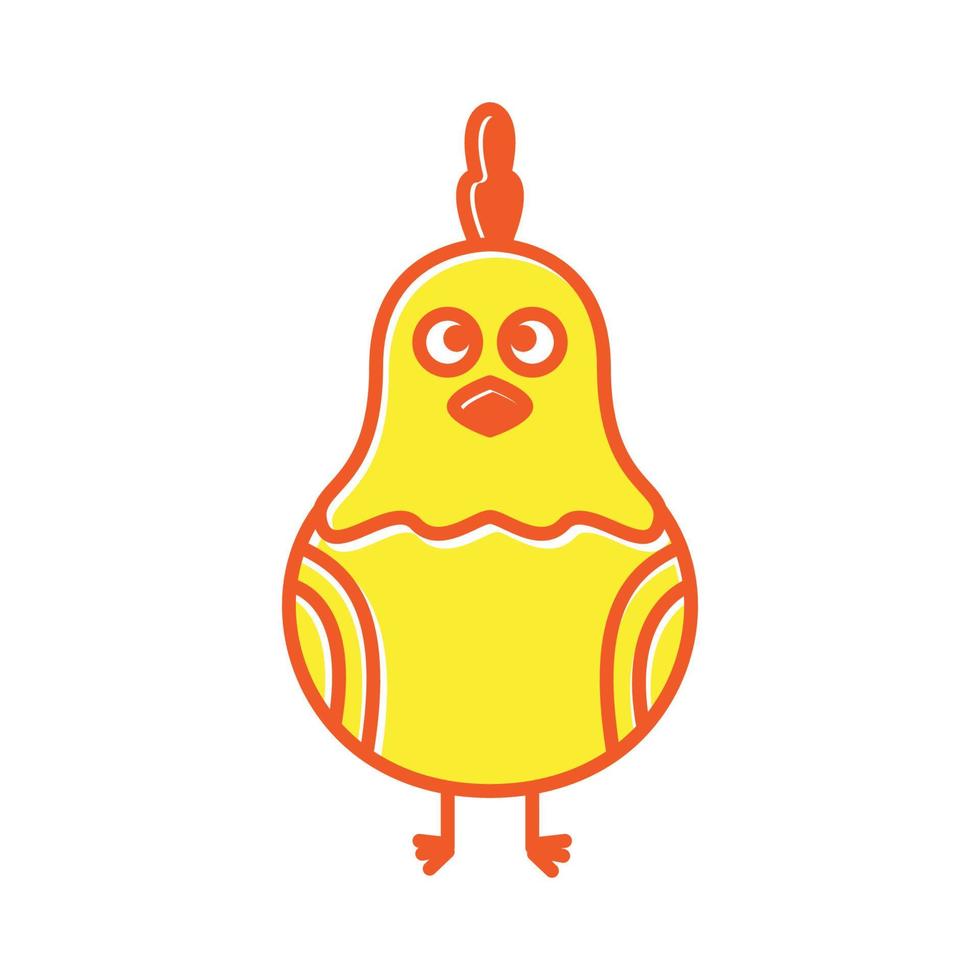 animales mascotas pollo gallo lindo amarillo logo vector icono ilustración diseño