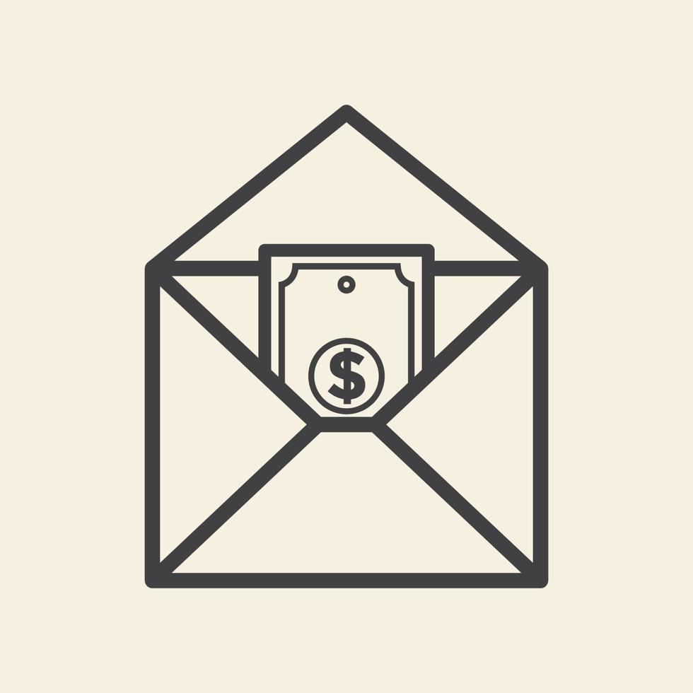 mail lines envelope with money logo vector icon symbol graphic design illustration