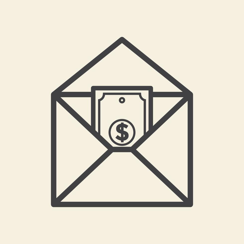 mail lines envelope with money logo vector icon symbol graphic design illustration