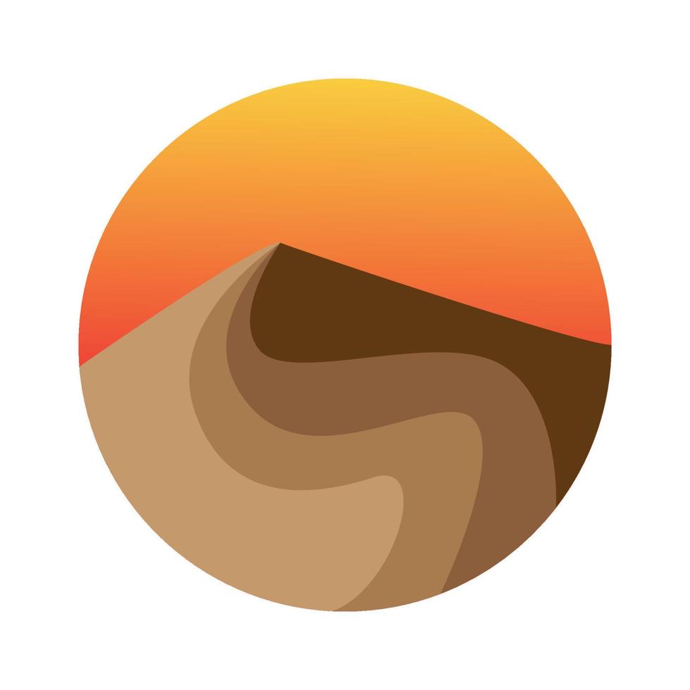 puesta de sol con el logotipo de la montaña del desierto ilustración del diseño del icono del símbolo vectorial vector