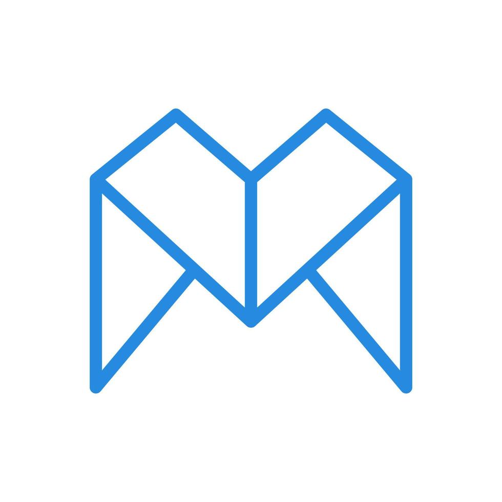 letter m line origami paper logo symbol vector icon graphic design illustration