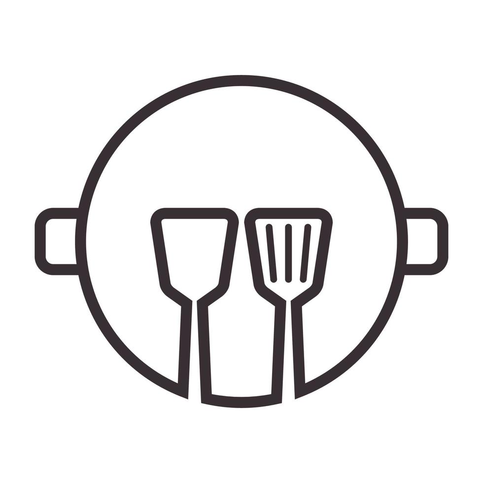 lines hipster spatula and pan logo vector icon illustration design