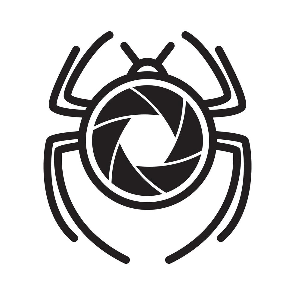 spider with camera shutter logo symbol icon vector graphic design illustration