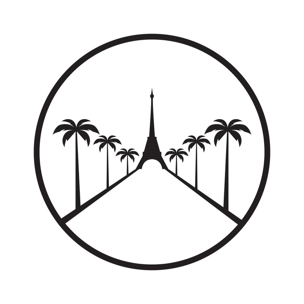 eiffel with palm tree logo symbol vector icon illustration graphic design