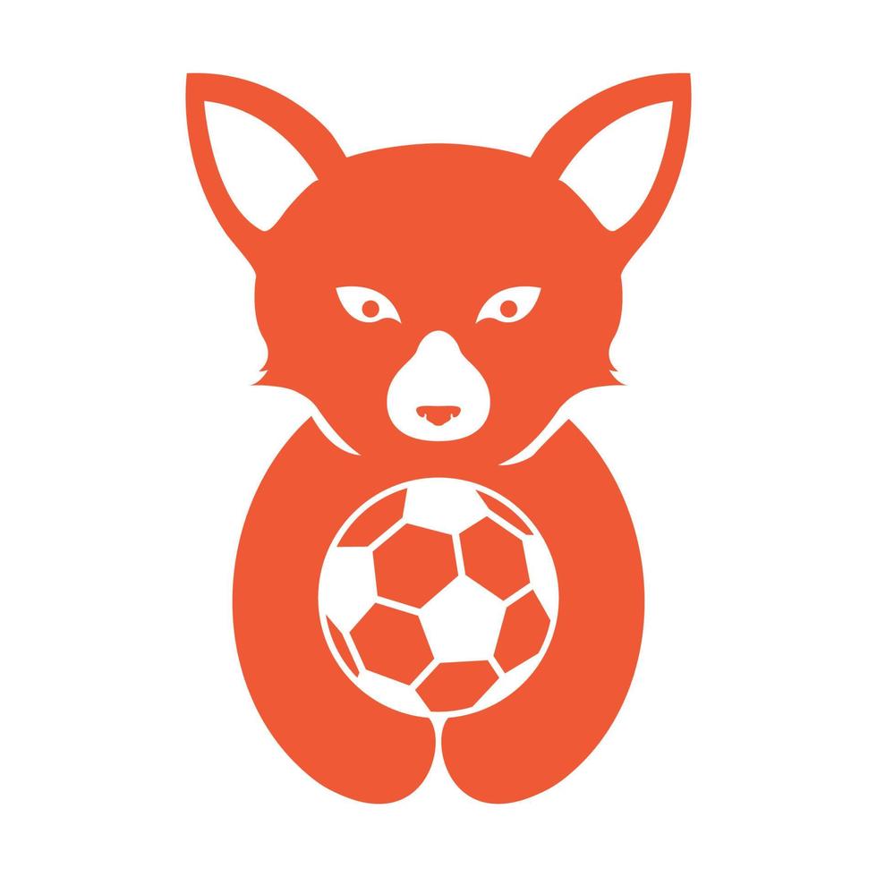 negative space animal fox with ball logo symbol icon vector graphic design illustration