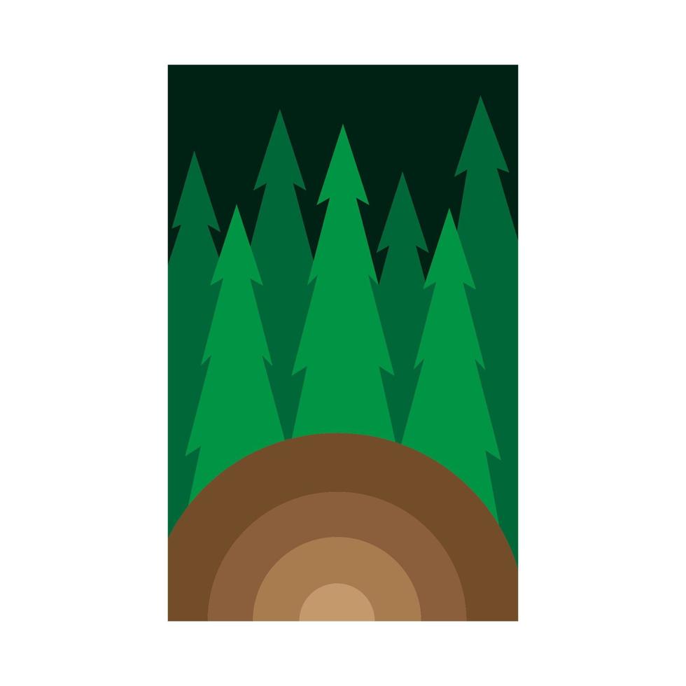 madera colorida y árboles pinos logo vector símbolo icono diseño gráfico ilustración
