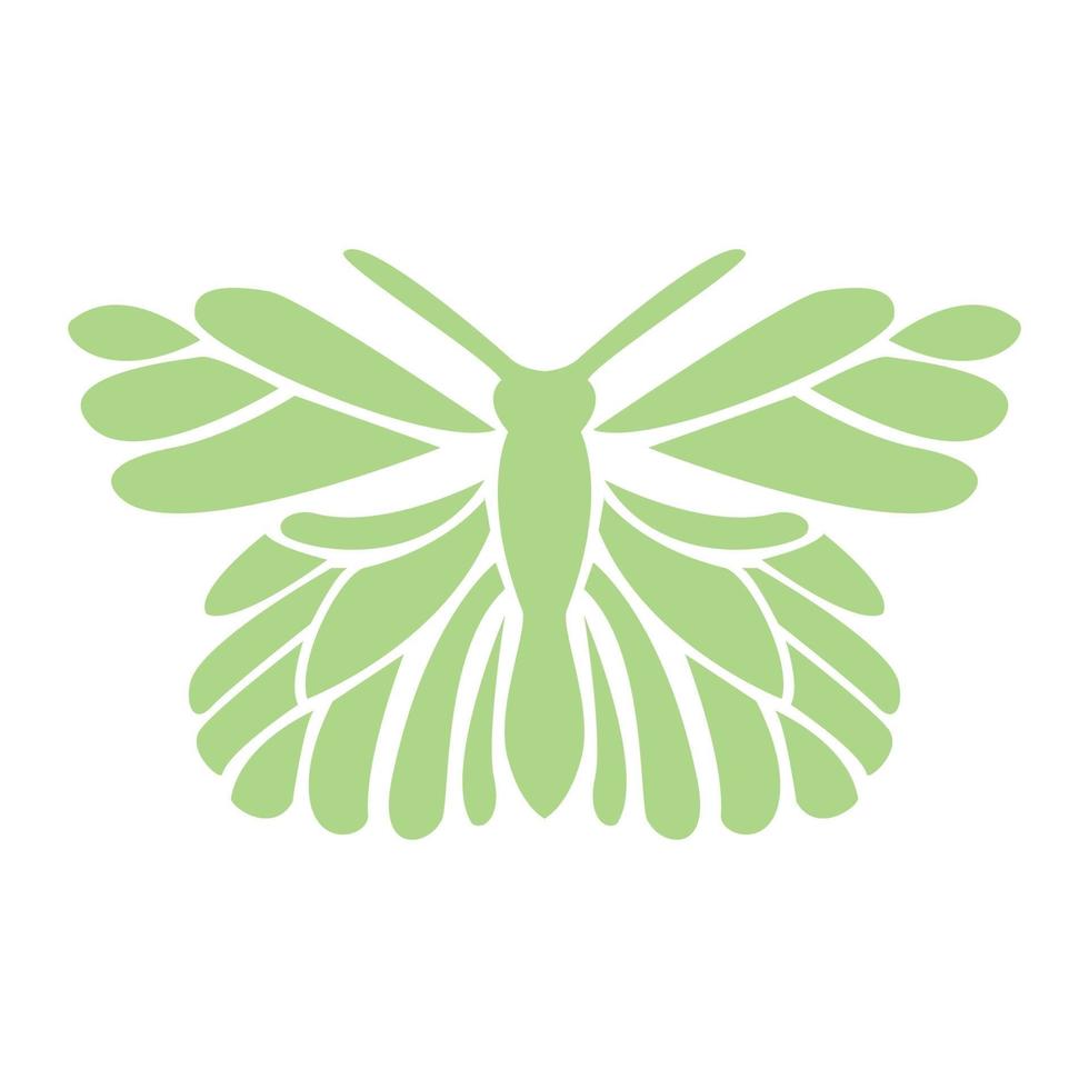 diseño de ilustración de vector de logotipo de hoja verde de ornamento moderno de mariposa