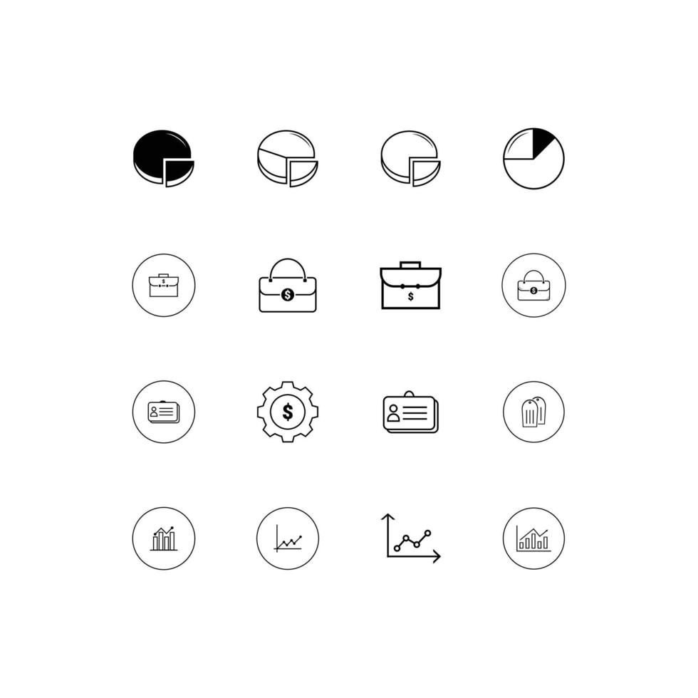 Business and finance web icon set - outline icon collection, vector design.