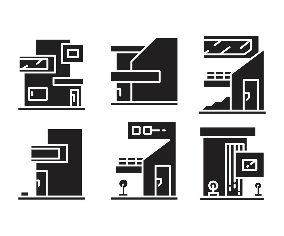 Ilustración de vector de iconos de edificio moderno