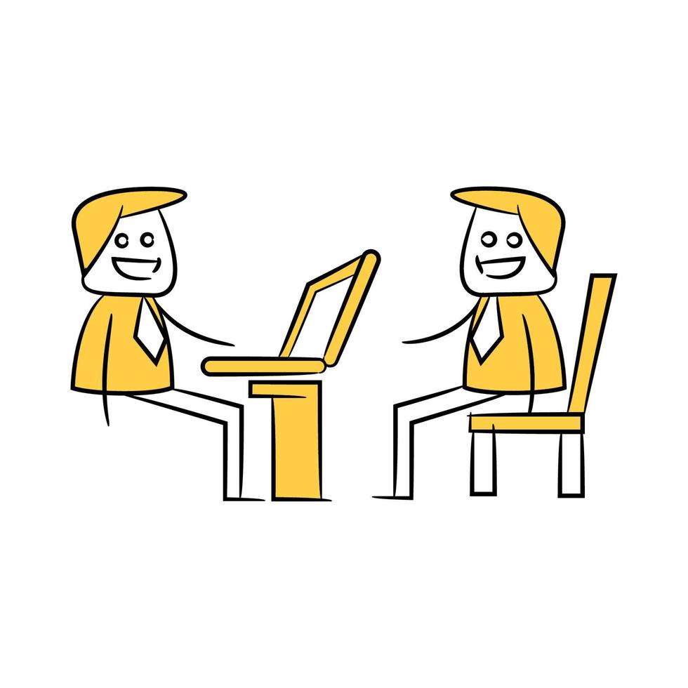 businessman and job interview doodle illustration vector