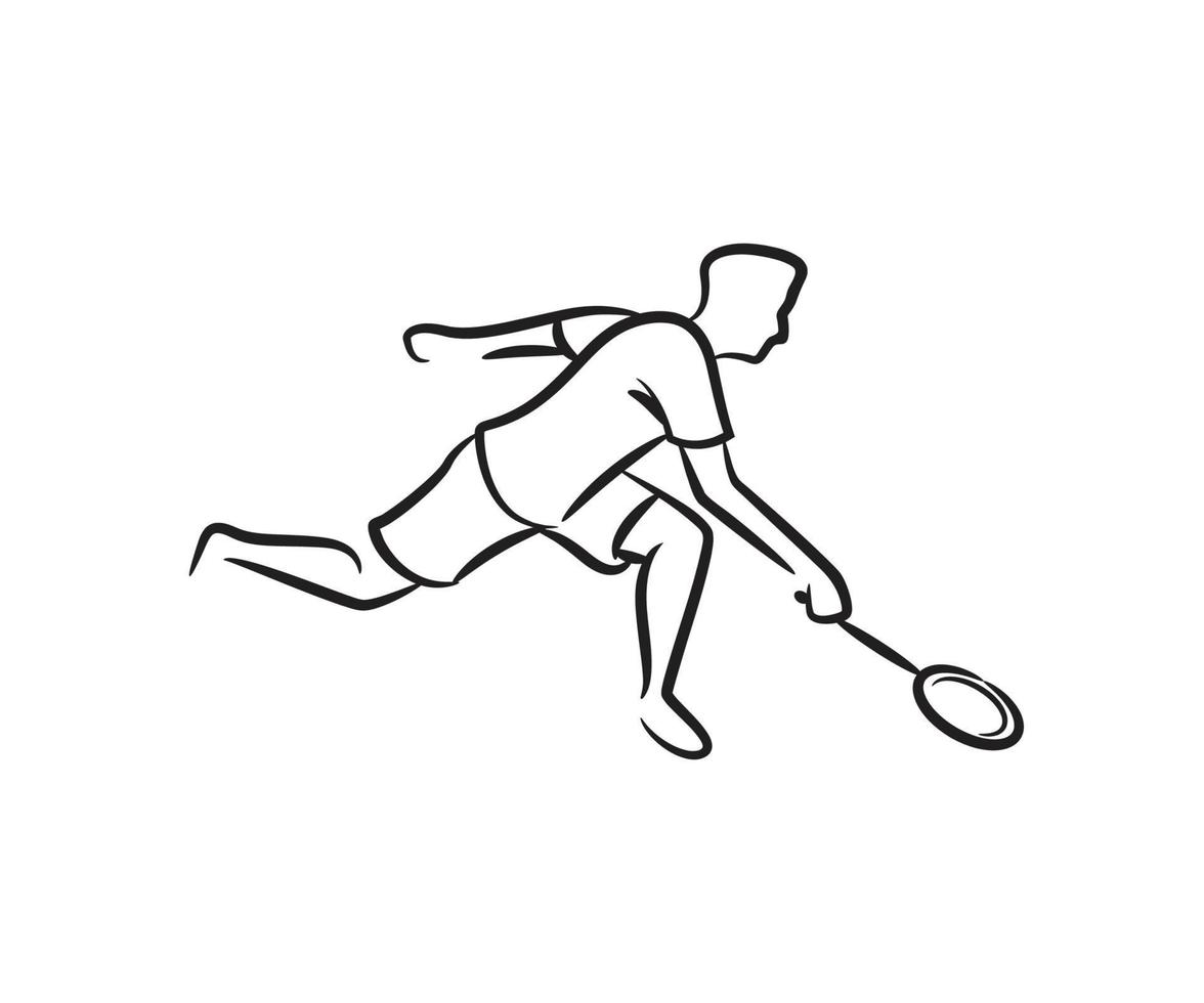 hand drawn badminton player vector illustration