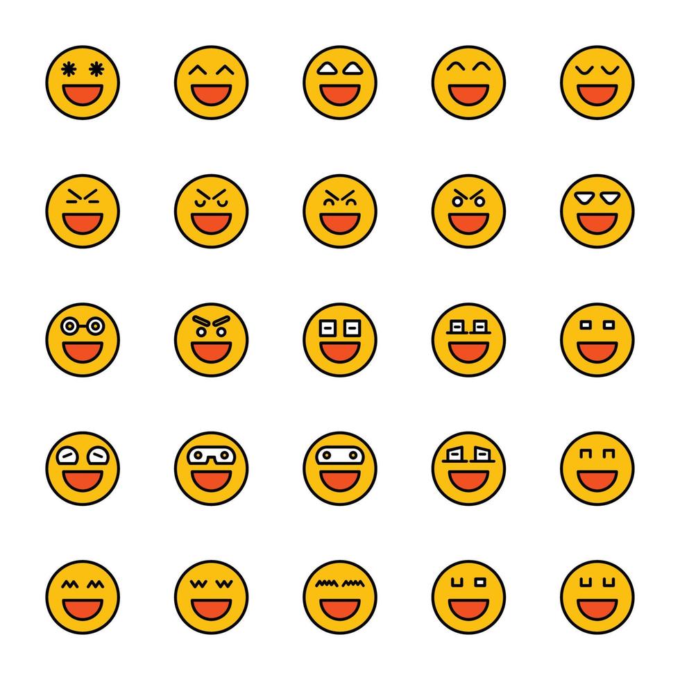 conjunto de emoticonos de sonrisa vector