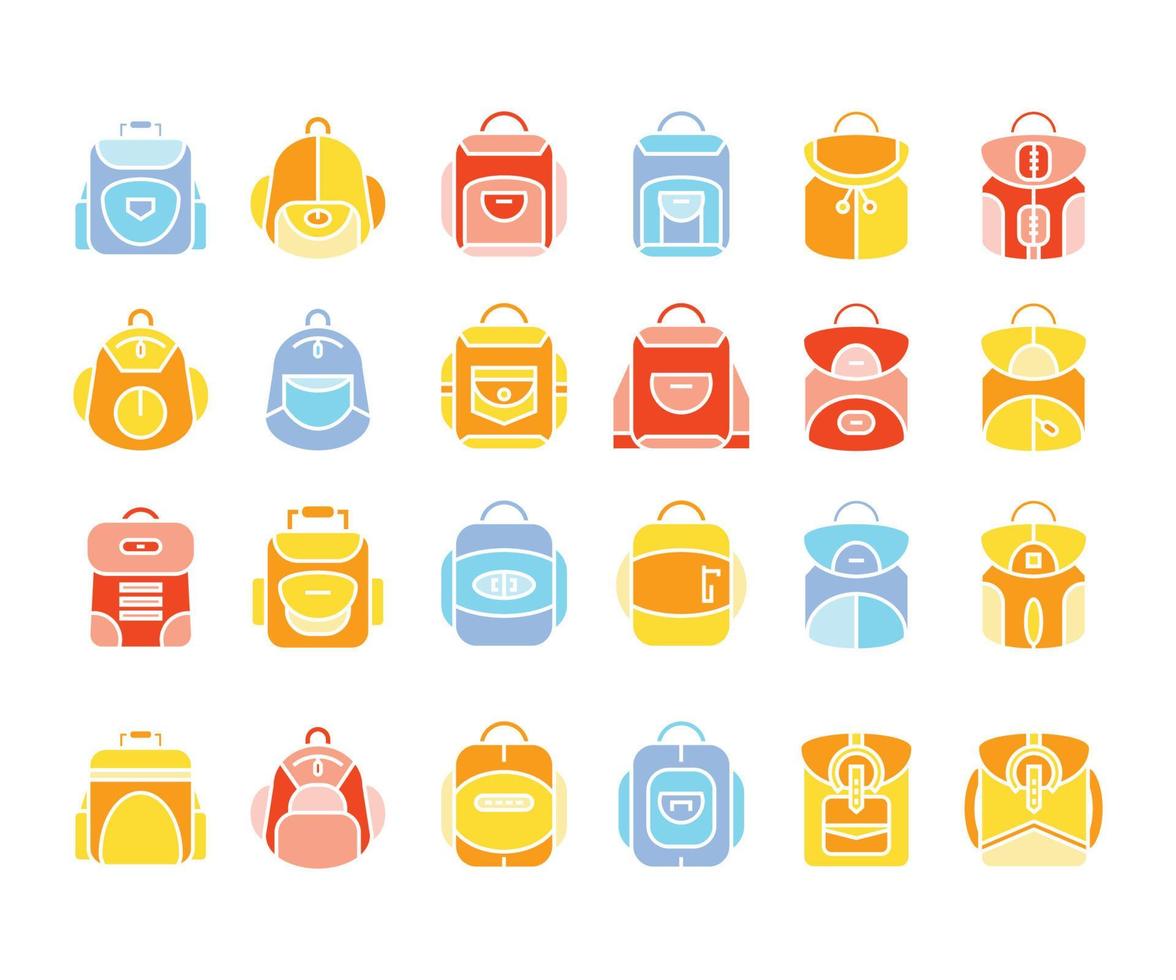 mochila, iconos, vector, ilustración vector