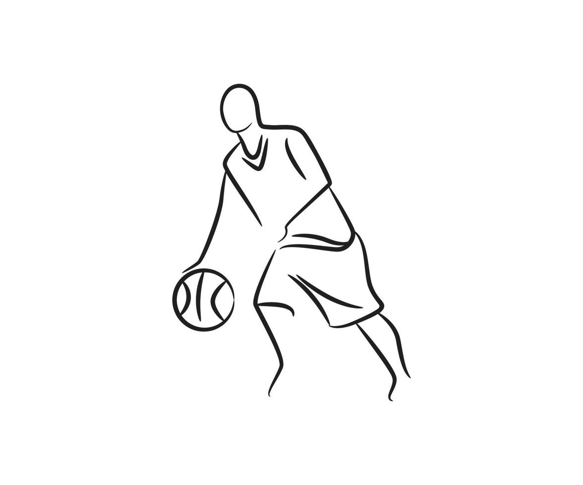 dibujado a mano ilustración de vector de jugador de baloncesto