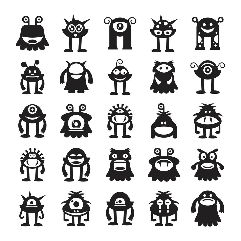conjunto de avatares de monstruos divertidos vector