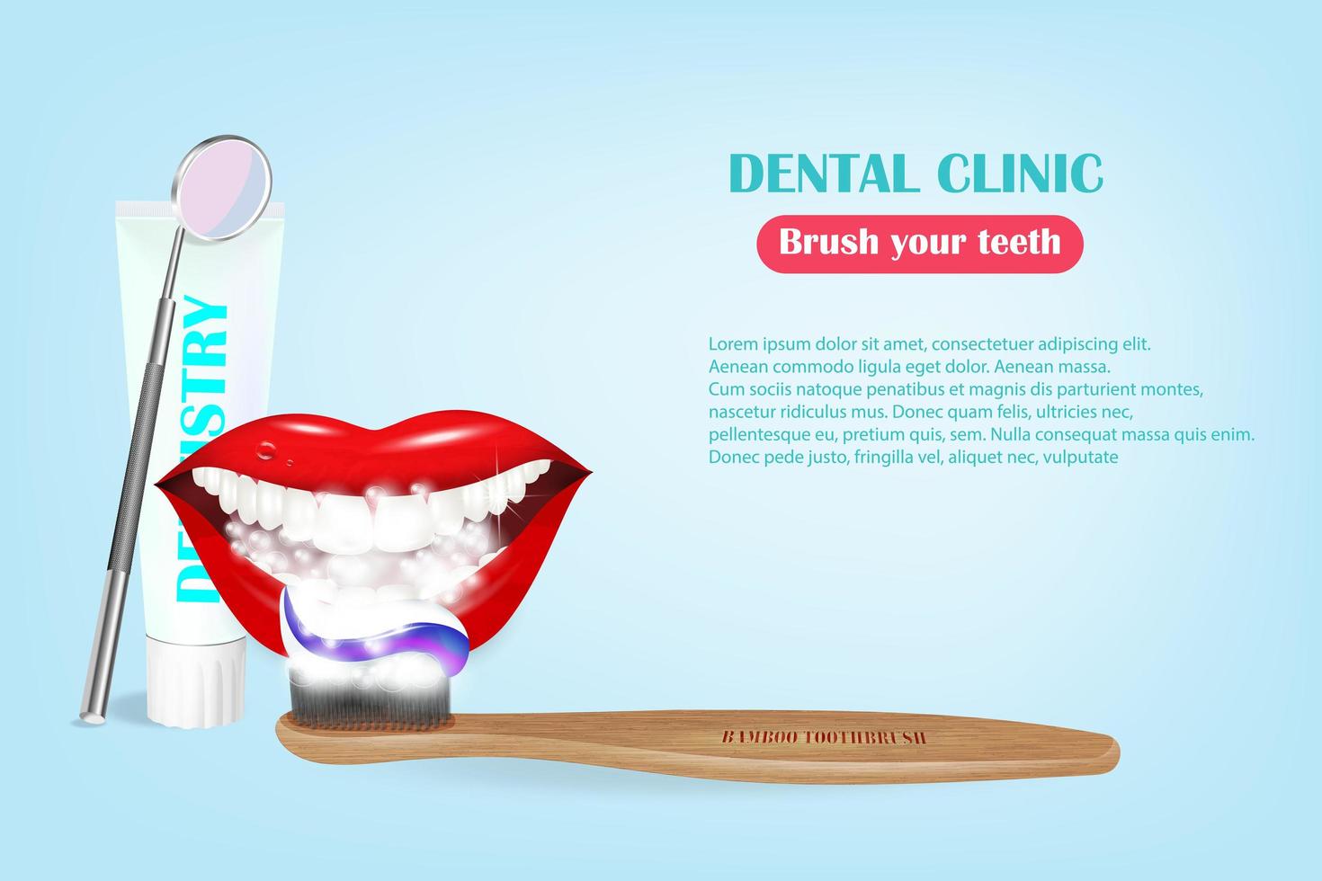 banner dental con iconos aislados. ilustración vectorial, odontología, ortodoncia. dientes sanos y limpios. instrumentos y equipos dentales. ilustración para tus proyectos vector