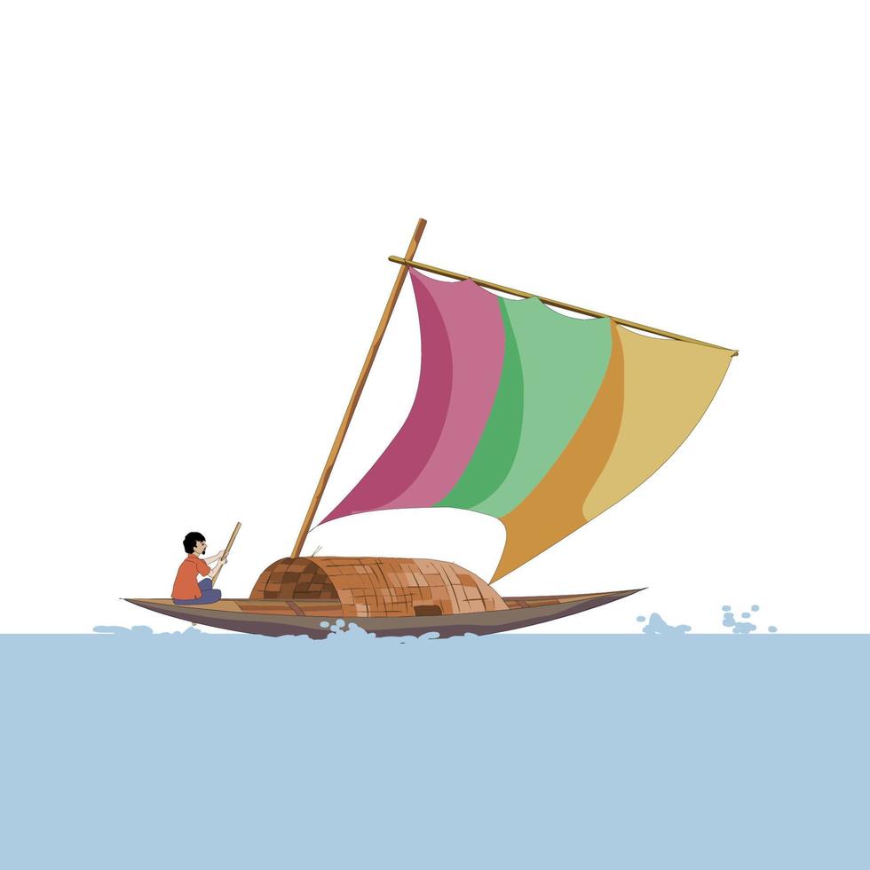 sailing boat on the sea vector