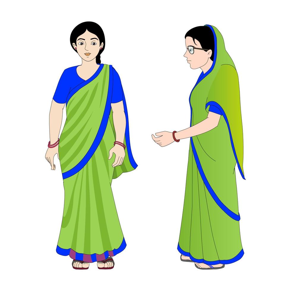 Indian woman working wearing Sharee vector
