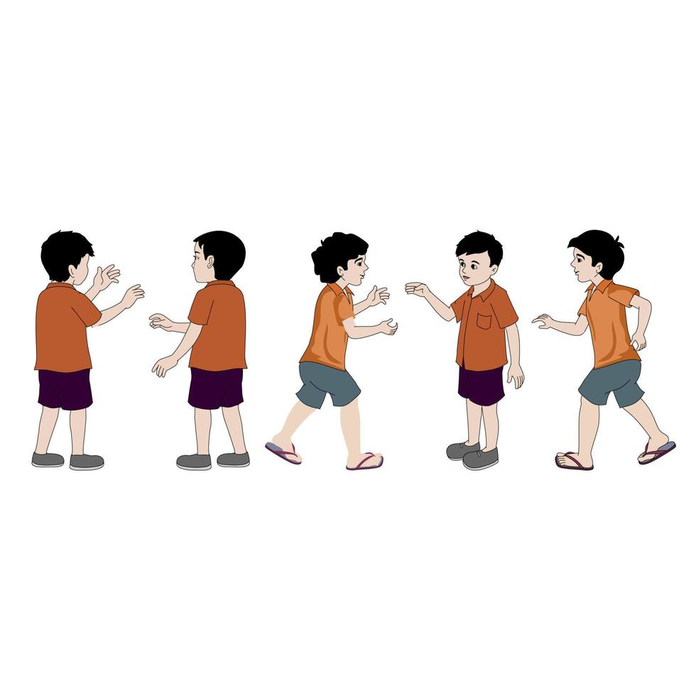 Many children with different position Free Vector