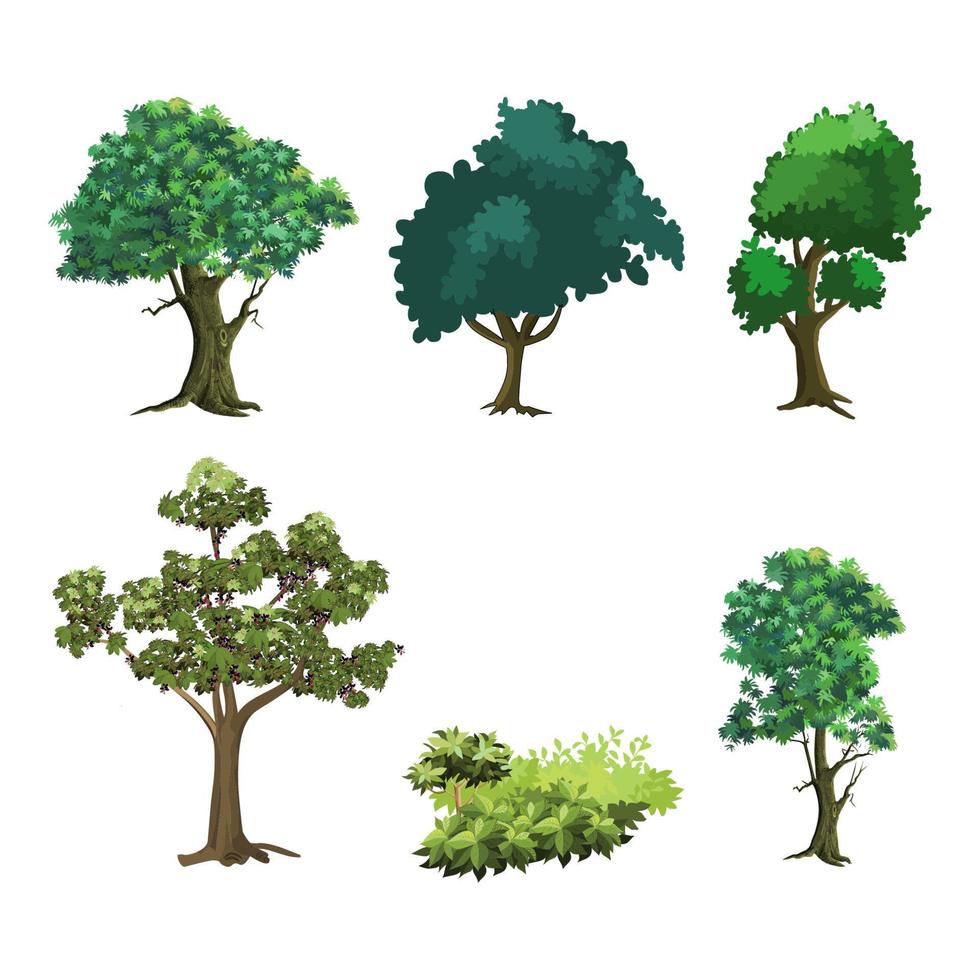 conjunto de vector libre de planta y árbol