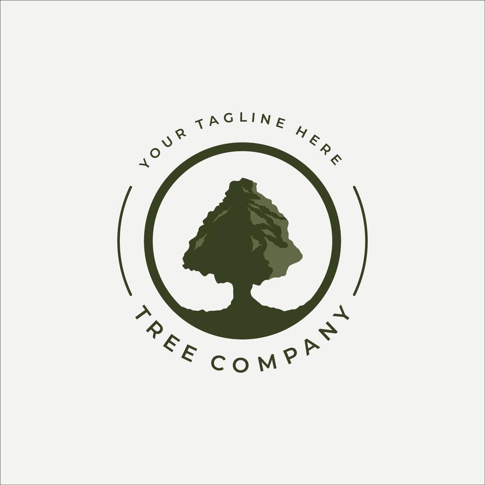 Oak Tree logo vintage vector ilustración plantilla icono diseño. naturaleza del medio ambiente emblema de madera y hoja retro con estilo tipográfico