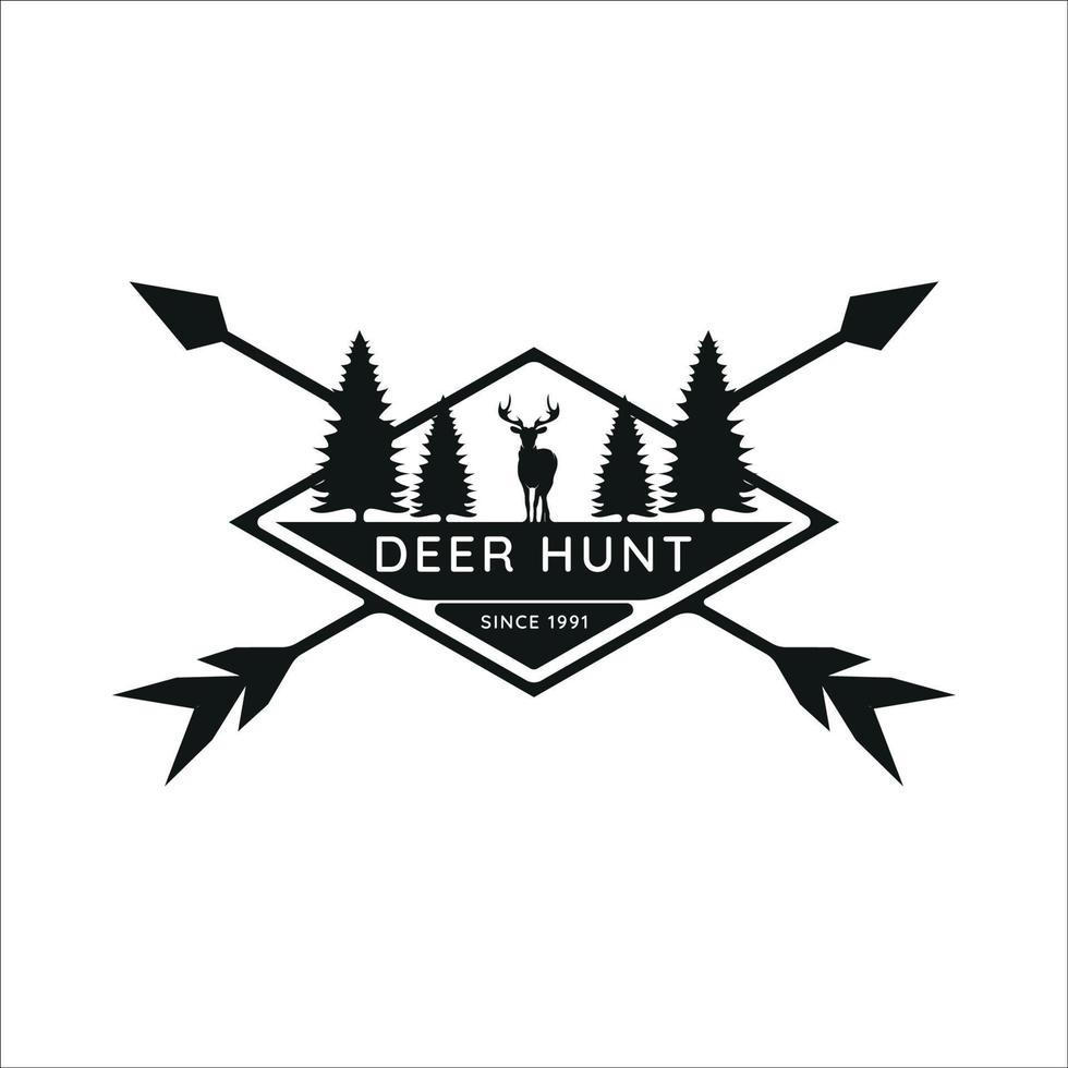 deer hunt with arrow logo vintage vector illustration template icon graphic design
