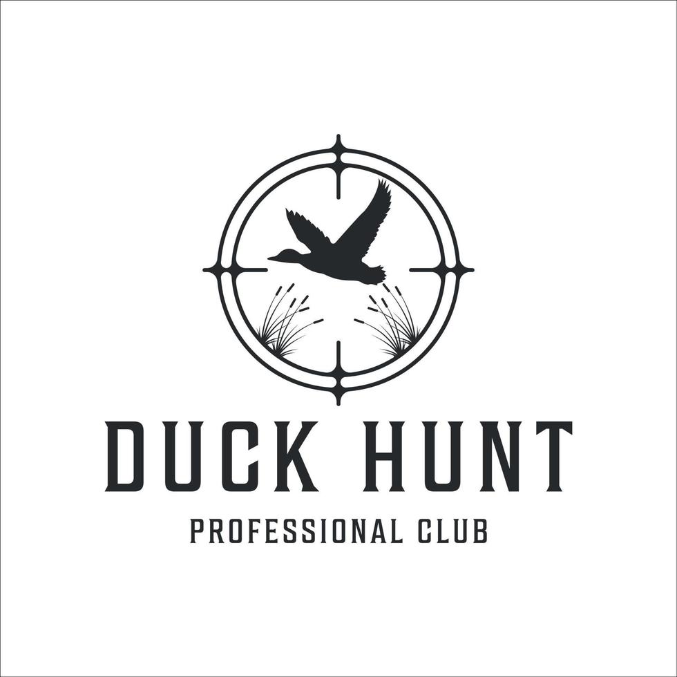 logo de caza de patos vintage vector ilustración plantilla icono diseño gráfico
