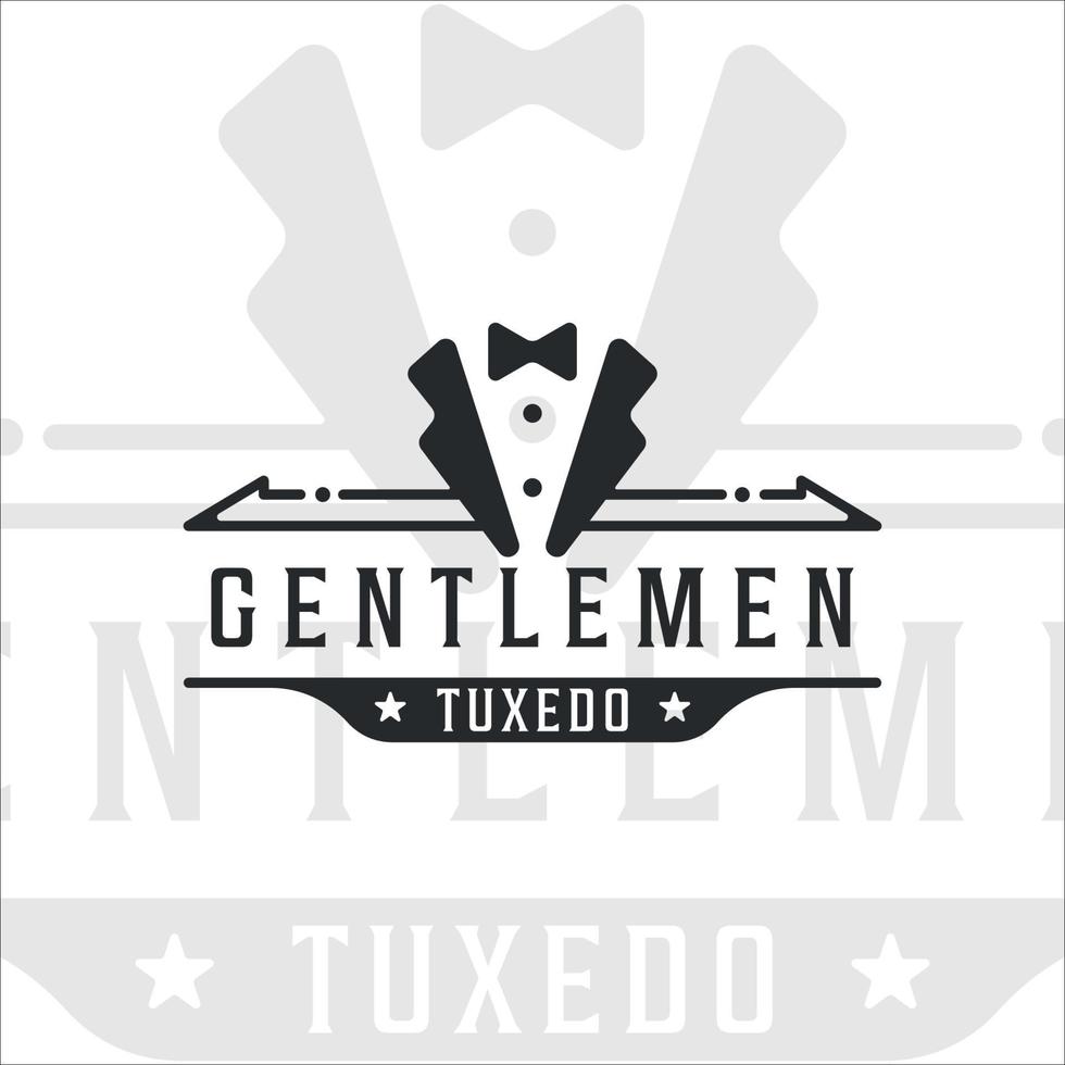 bow tie tuxedo suit gentlemen logo vintage vector illustration template icon graphic design