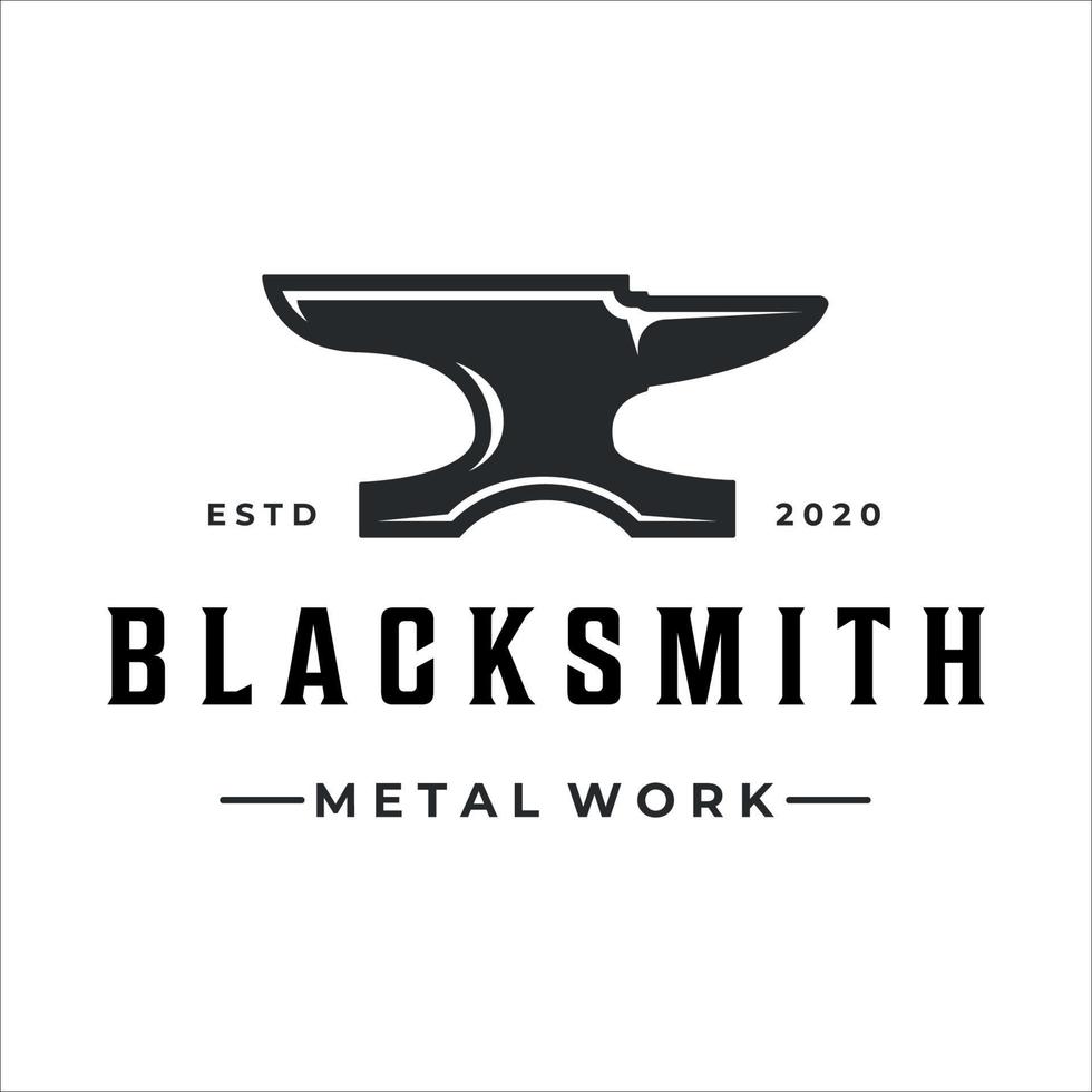 blacksmith anvil logo vintage vector illustration template icon design. welding and forge service symbol for industrial company with retro style