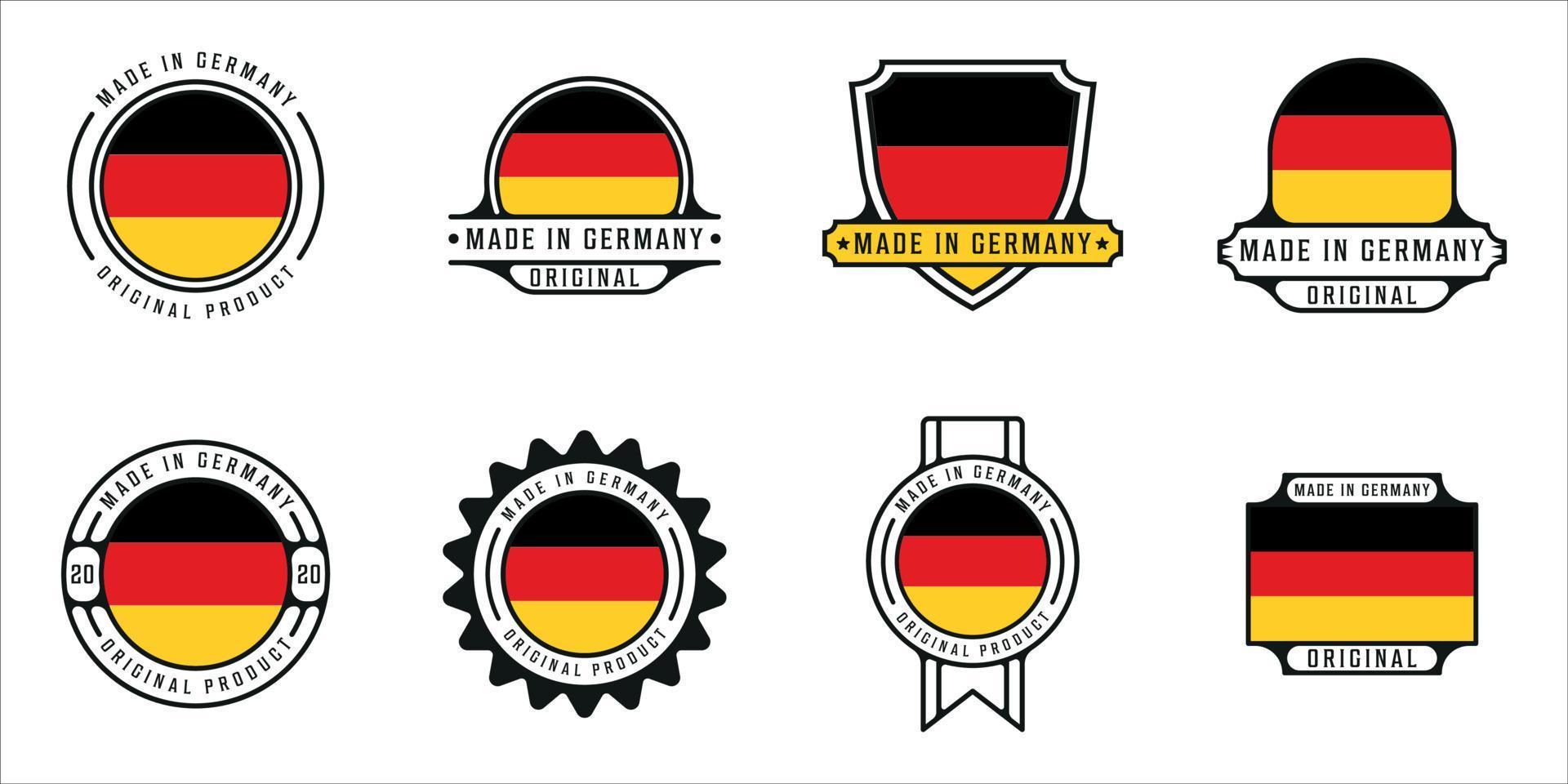 conjunto de diseño gráfico de icono de plantilla de ilustración vectorial de esquema de logotipo hecho en Alemania. colección de paquetes de países de bandera con varias insignias y tipografías vector