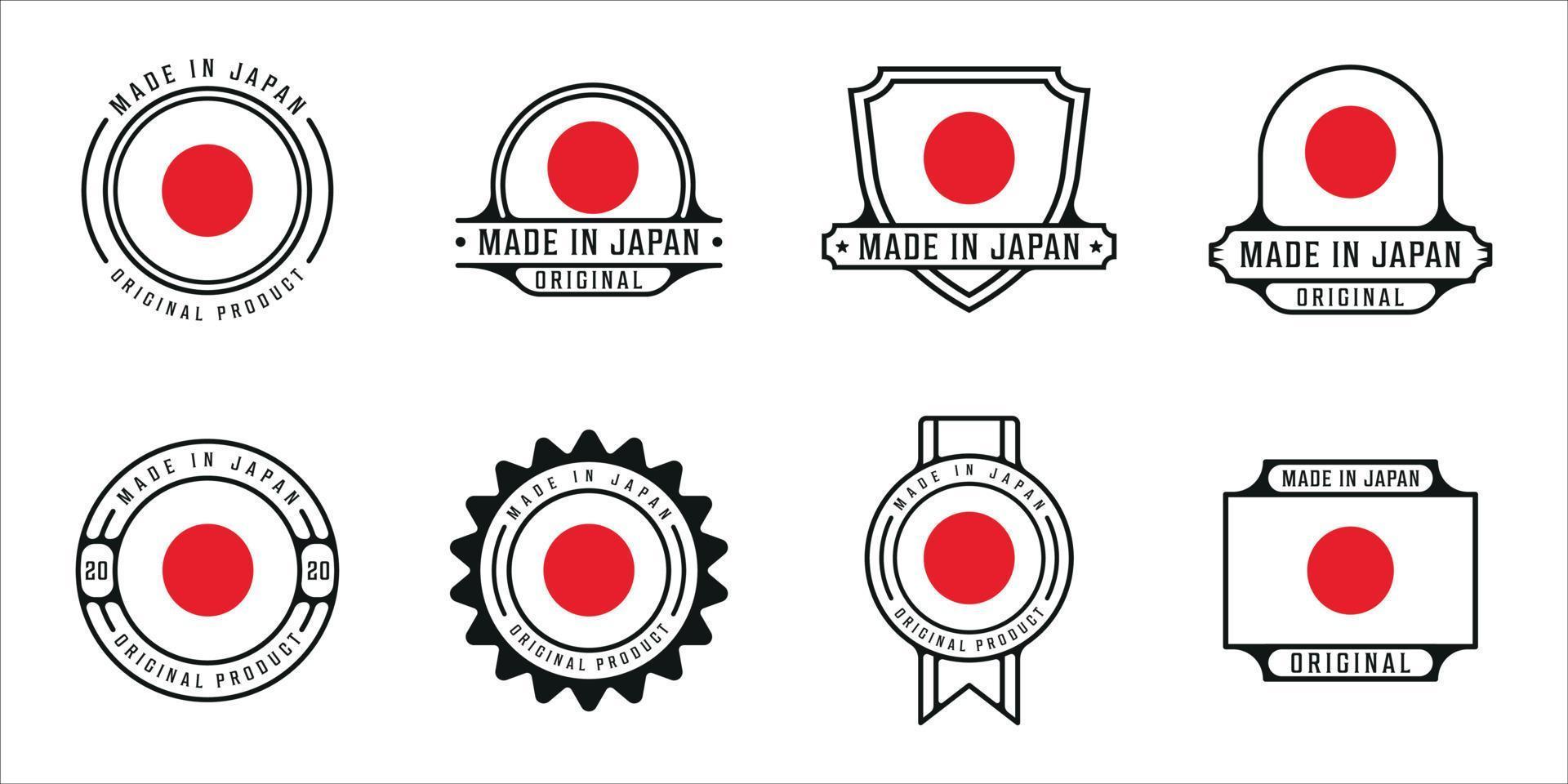 conjunto de diseño gráfico de icono de plantilla de ilustración vectorial de esquema de logotipo hecho en Japón. colección de paquetes de países de bandera con varias insignias y tipografías vector