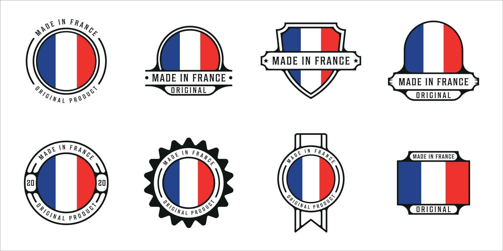 set of made in french logo outline vector illustration template icon graphic design. bundle collection of flag country with various badge and typography