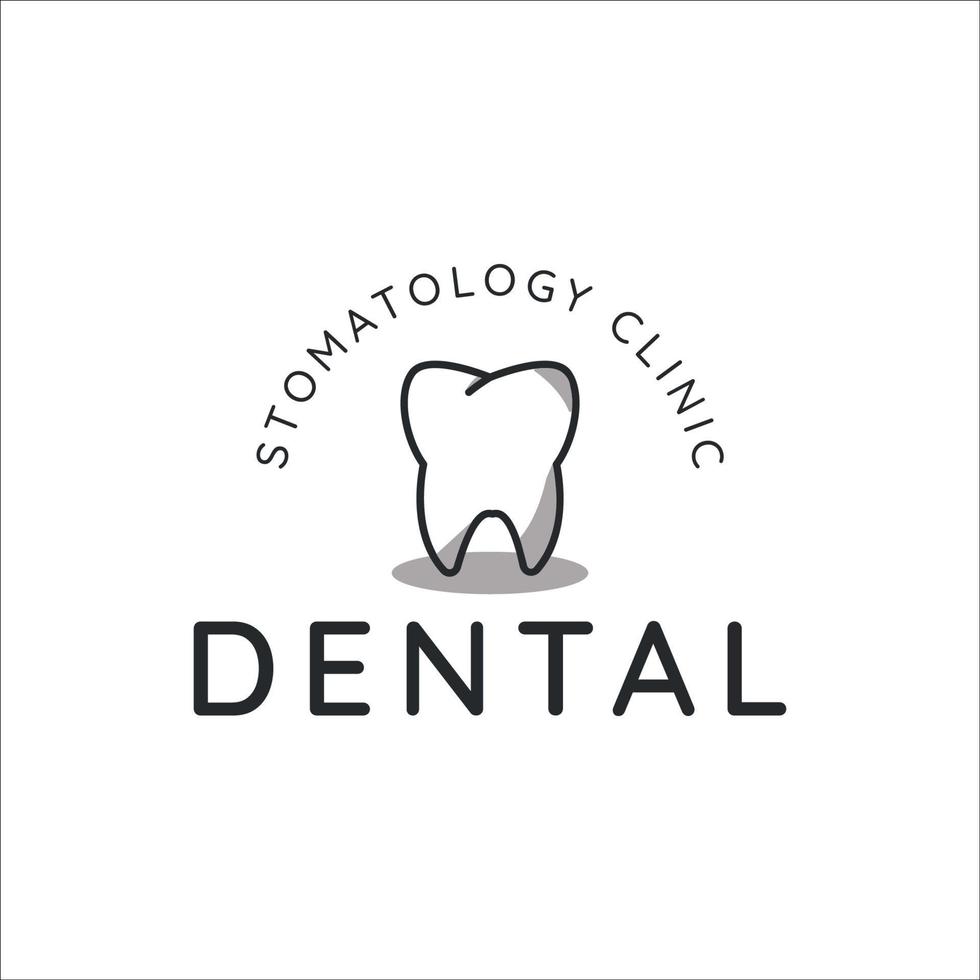 dental clinic tooth logo line art vintage vector illustration template icon graphic design