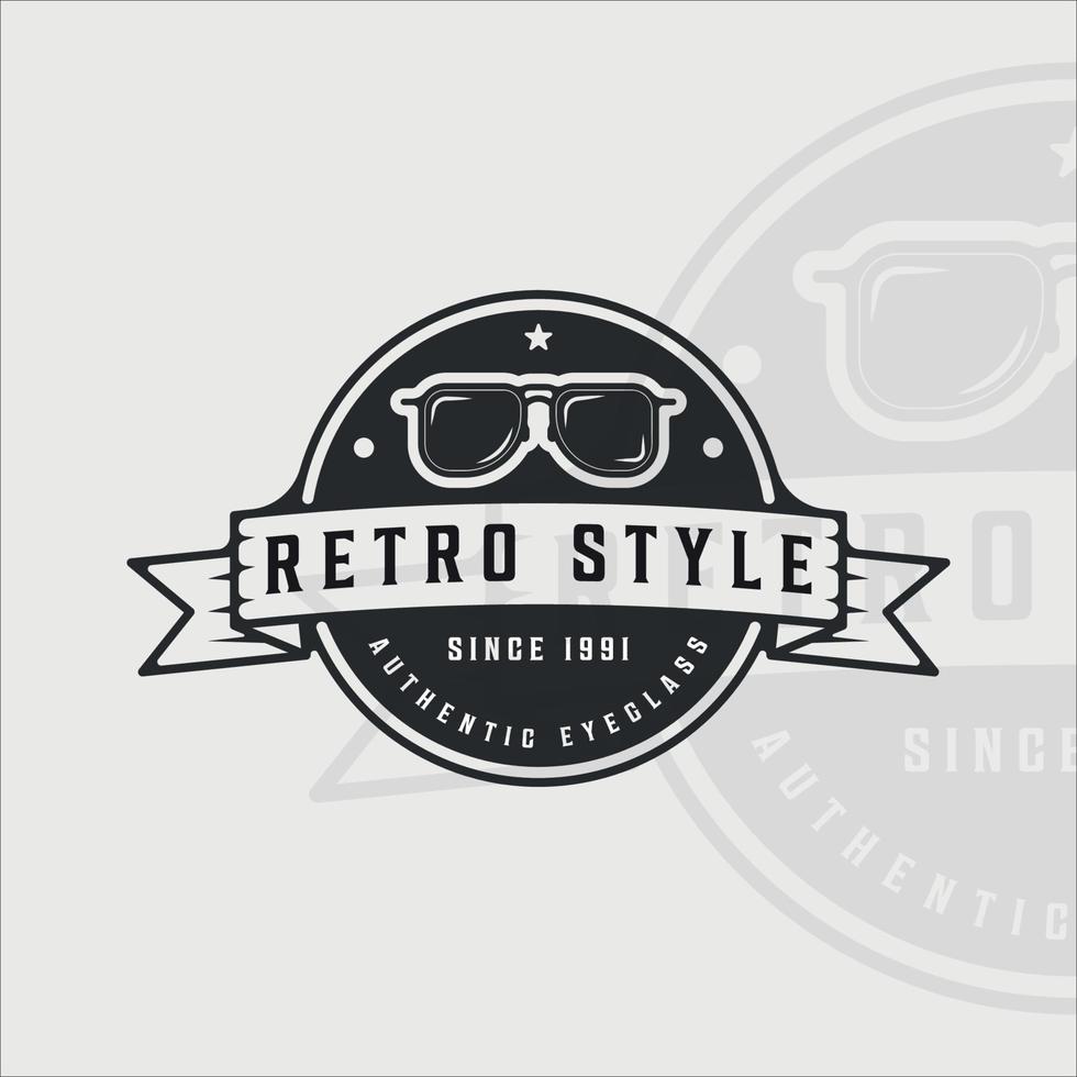 eyeglass logo vintage vector illustration template icon graphic design. eyeglasses with retro badge typography sign or symbol for optic business company