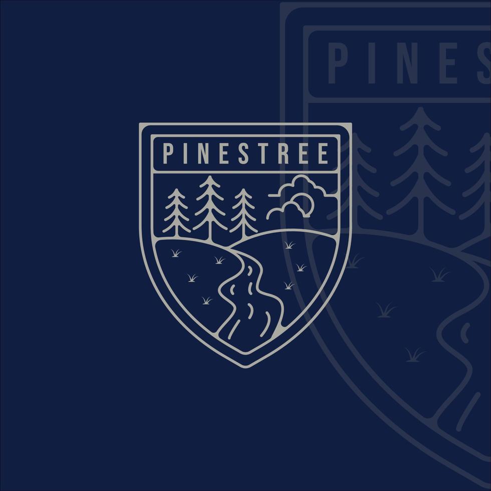 pines tree logo line art simple minimalist template icon graphic design. pine symbol of nature with badge and typography vector