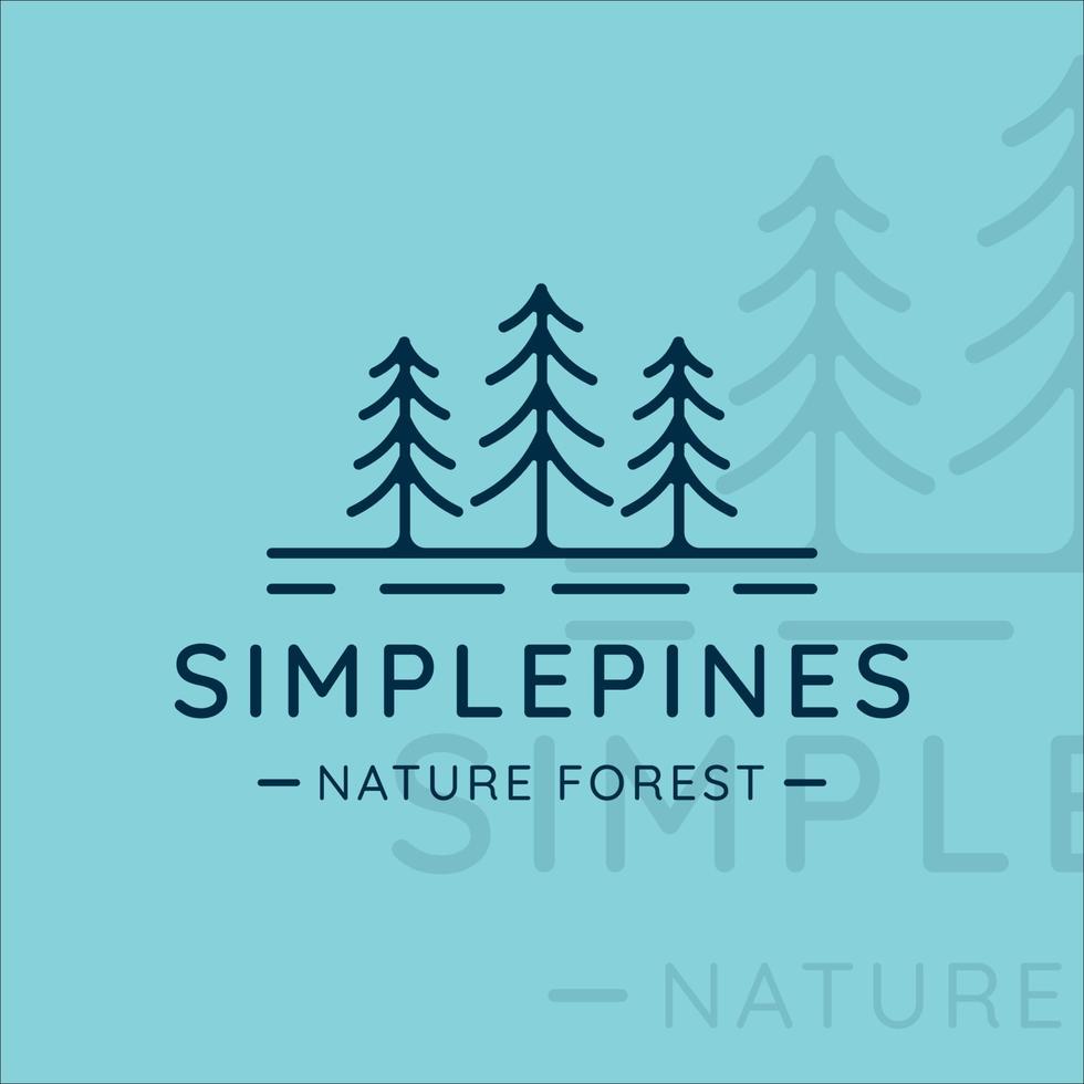 simple pines tree logo line art vector illustration template icon graphic design. pine symbol of nature minimalist concept