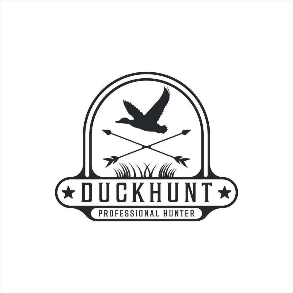 duck hunt logo vintage vector illustration template icon graphic design