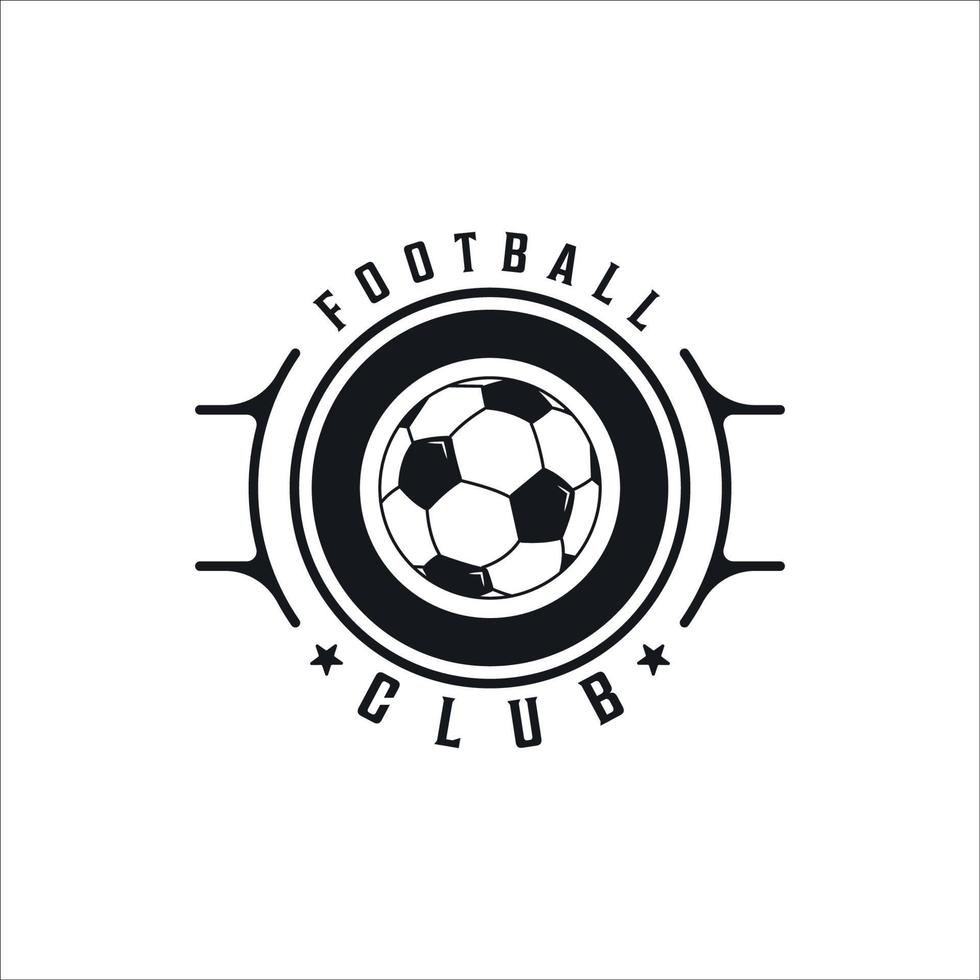 diseño gráfico del icono de la plantilla de ilustración vectorial vintage del logotipo de fútbol o soccer. emblema deportivo retro con insignia circular y tipografía vector