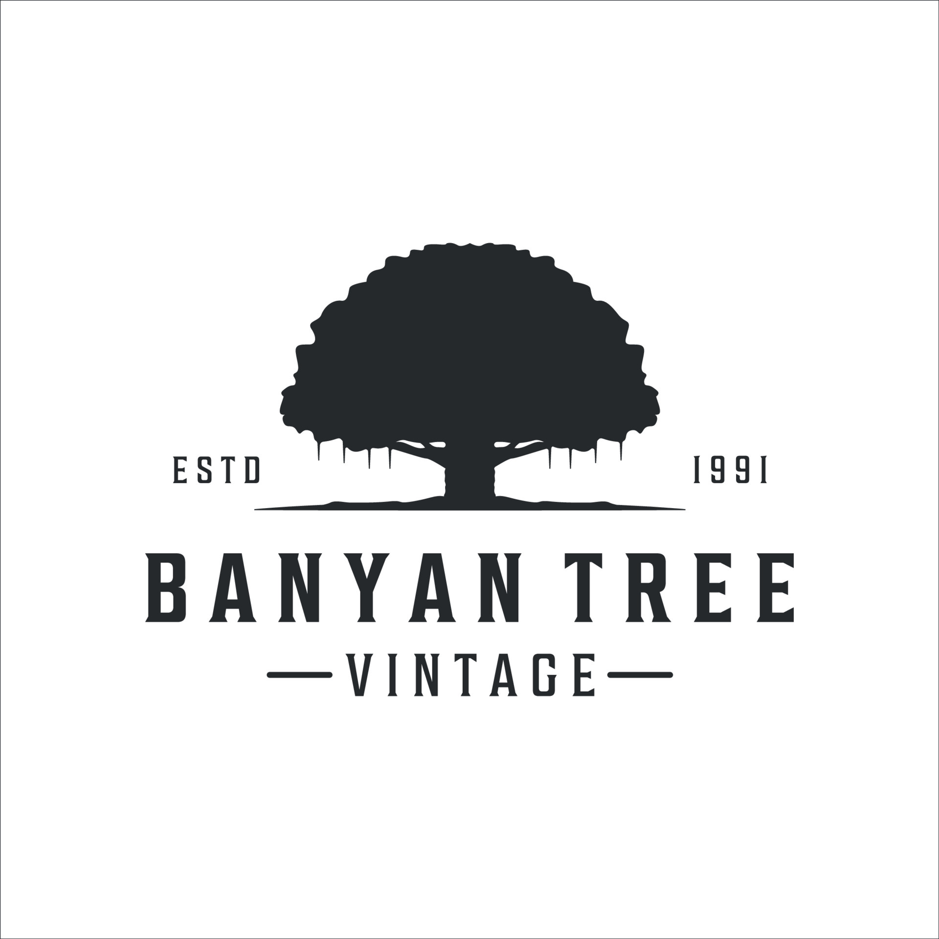 banyan tree logo vintage vector illustration template icon design ...