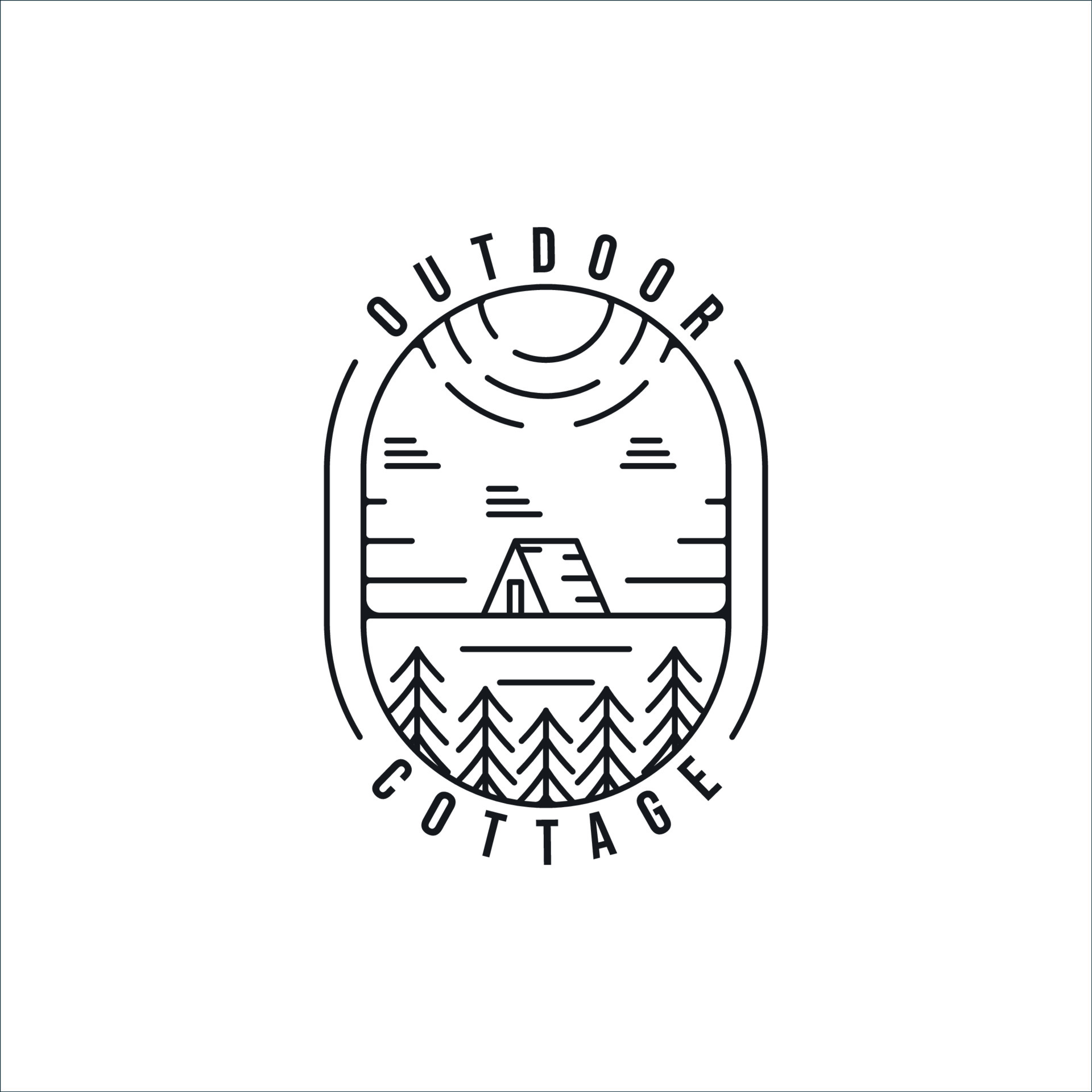 cottage or cabin line art minimalist simple vector logo illustration ...