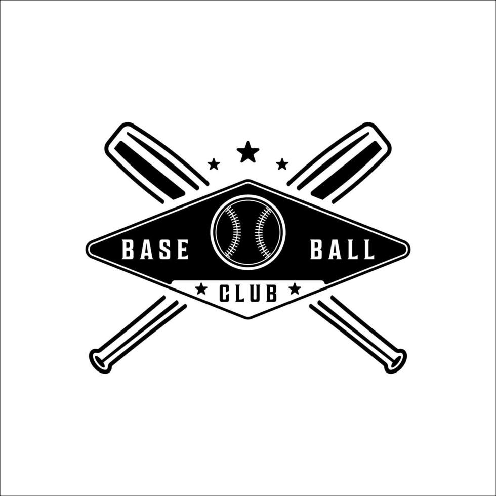 logotipo de béisbol vintage vector ilustración plantilla icono diseño gráfico. silueta deportiva de símbolo retro de pelota y bate para club profesional y academia