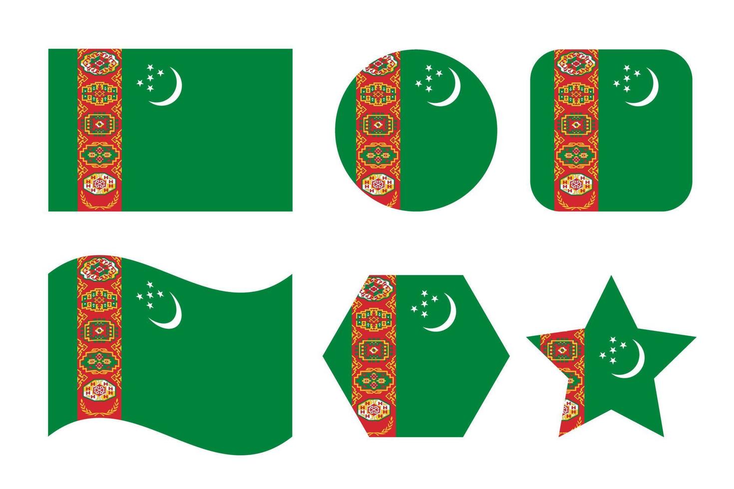 Turkmenistan flag simple illustration for independence day or election vector