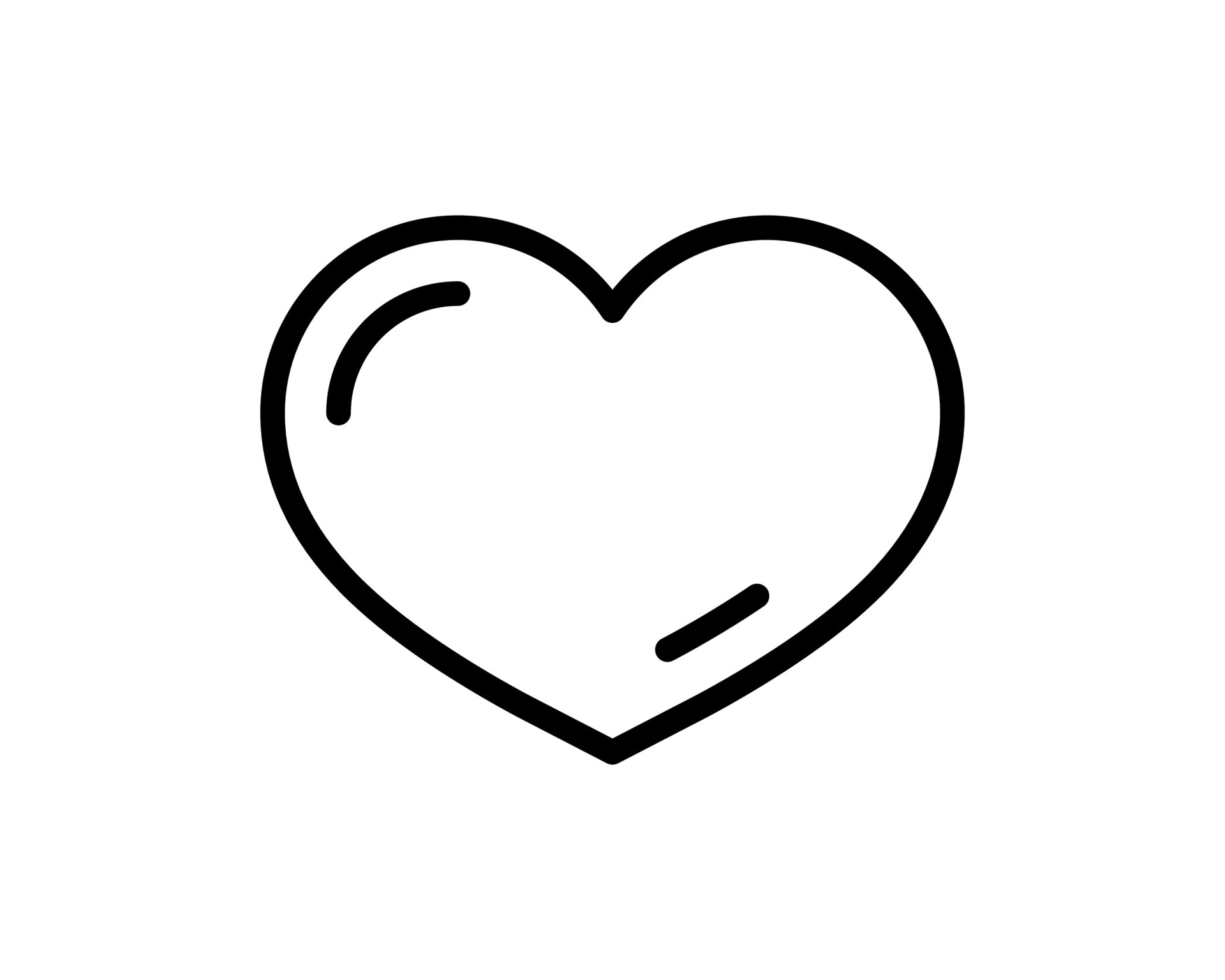 Outline heart icon isolated on white background. Line love symbol for